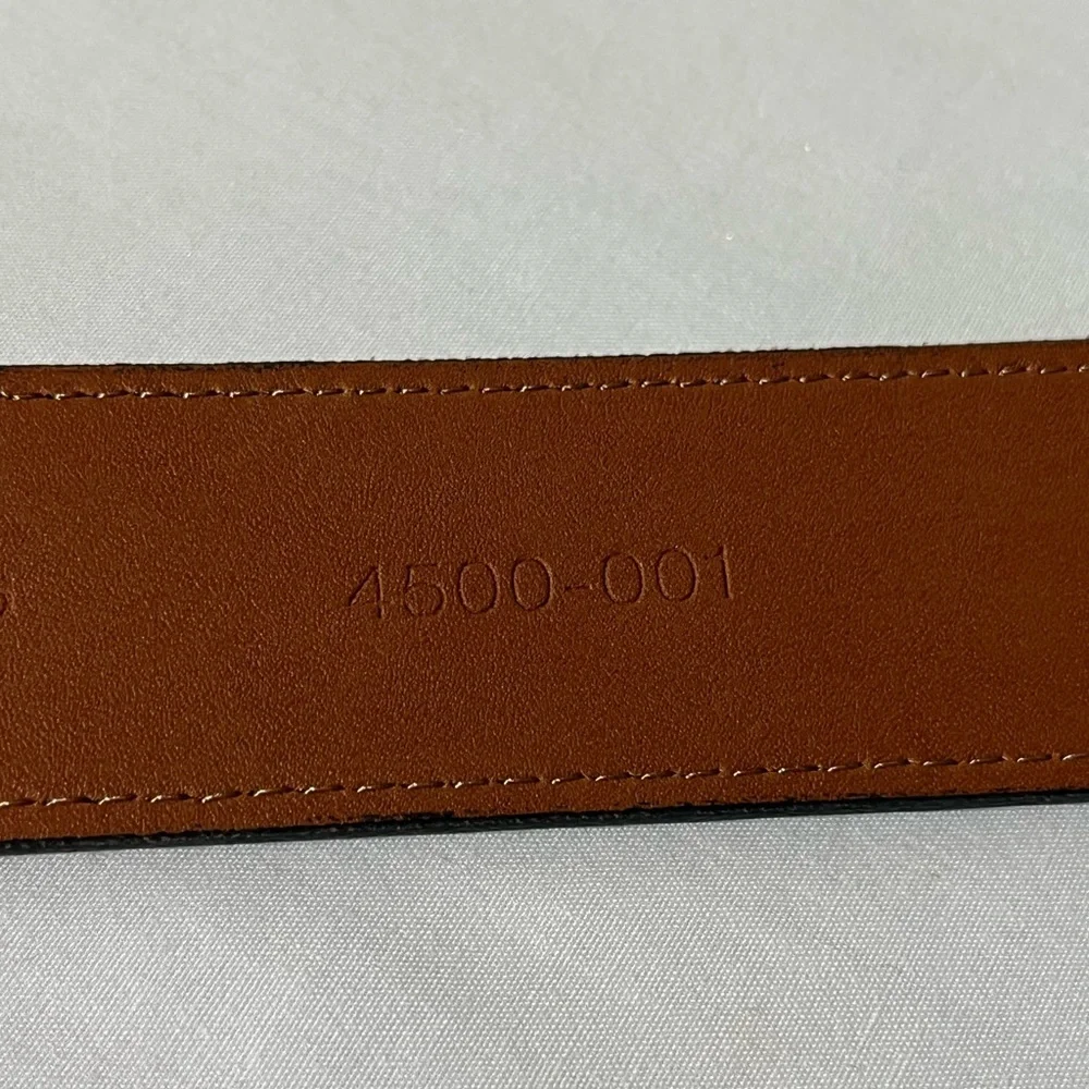 NEW Jos A Bank Leather Belt Men's Black Silver Buckle with Leather Accent